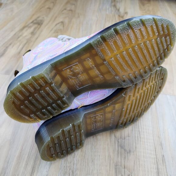 🩵NIB Dr. Martens Pink & Orange Pascal Marbled Suede Boots Size 8 - Picture 11 of 15